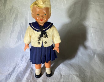 West German Celluloid Wind Up Doll w/Key