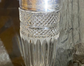 Crystal and Silverplate Cocktail Shaker