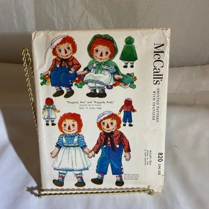 Vintage McCall&#39;s Raggedy Ann and Andy Pattern 820 - UNCUT