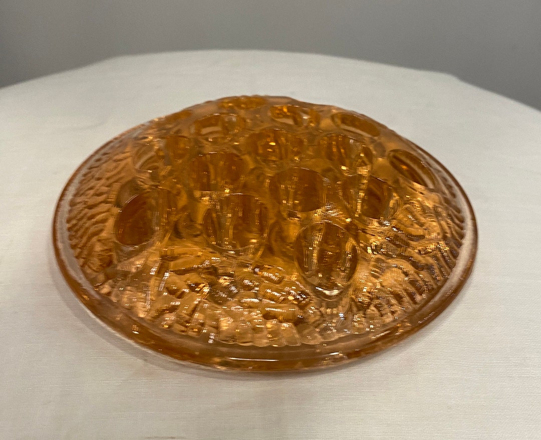 Pink Depression Glass Flower Frog Etsy