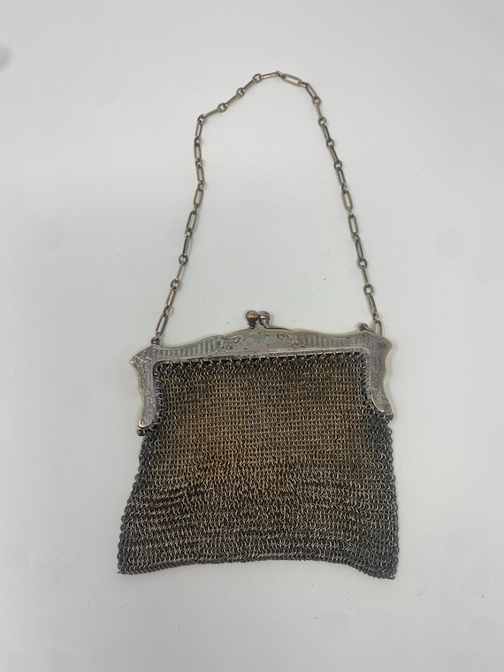 Antique German Silver Mesh Purse - image 1