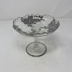 Fostoria Baroque Blossom Time Silver Overlay Compote