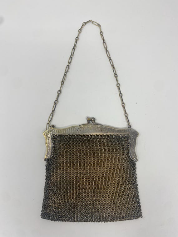 Antique German Silver Mesh Purse - image 4