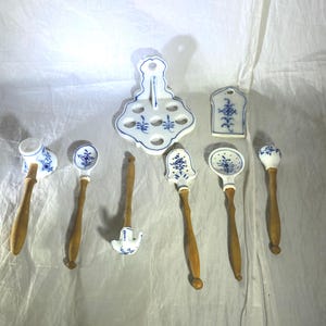 Meissen Blue Onion Miniature Utensils and Hanger - 8 pc set