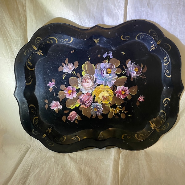 Hand Painted Tole Ware Tray
