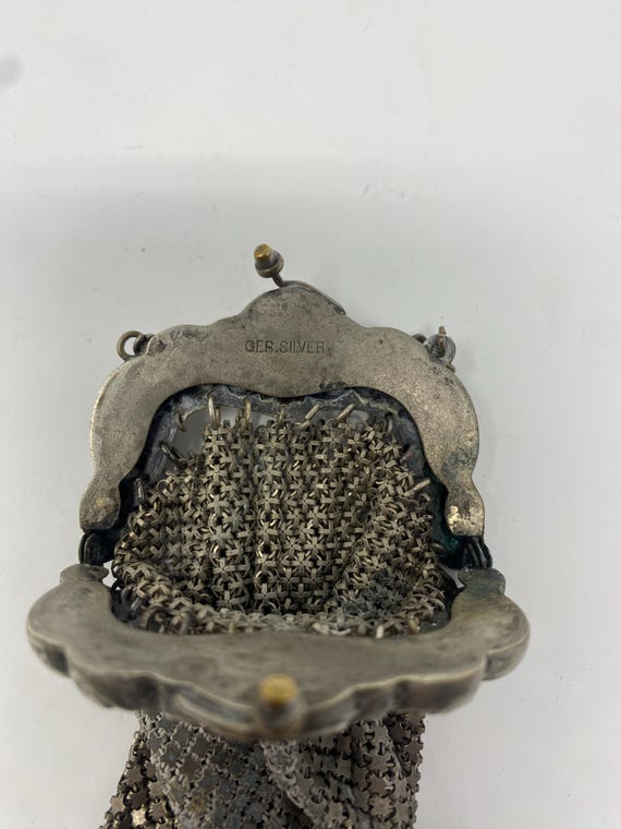 Antique German Silver Mesh Purse - image 8