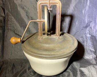 Antique Egg Beater w/Stone Ware Bowl