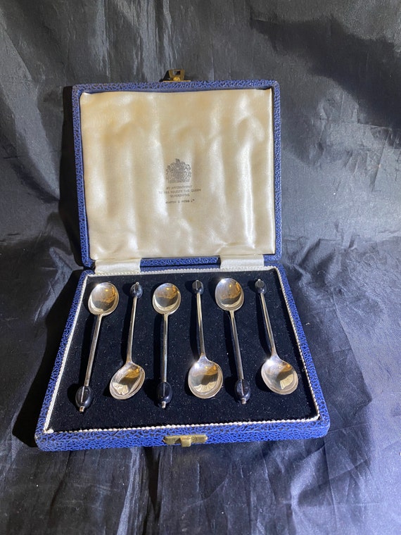 Mappin & Webb Sterling Silver Coffee Bean Demitasse Spoons - Set