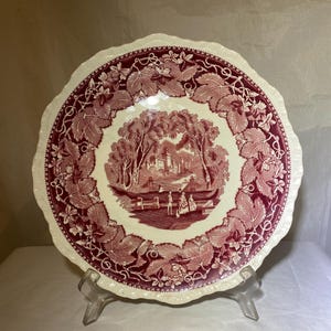 Mason&#39;s Vista Pink Transfer Ware Dinner Plate