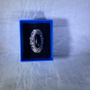 Mexican Silver Poison Ring - size 11 3/4