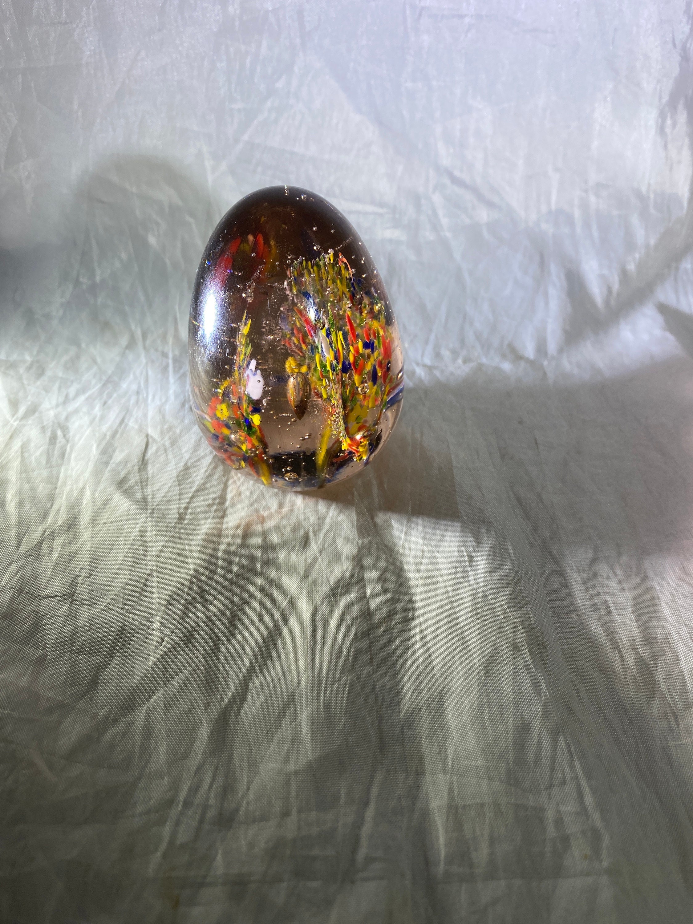Smoked Glass Egg Art Glass Paperweight Etsy