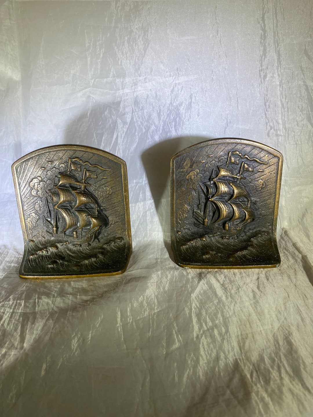 Vintage Ship Bookends Etsy