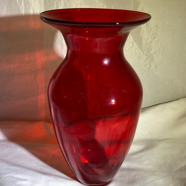 Pigeon Blood Red Glass Vase