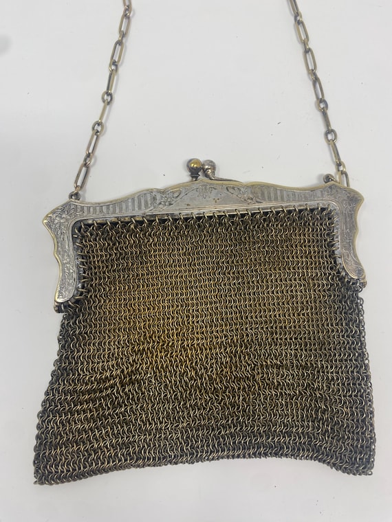 Antique German Silver Mesh Purse - image 2