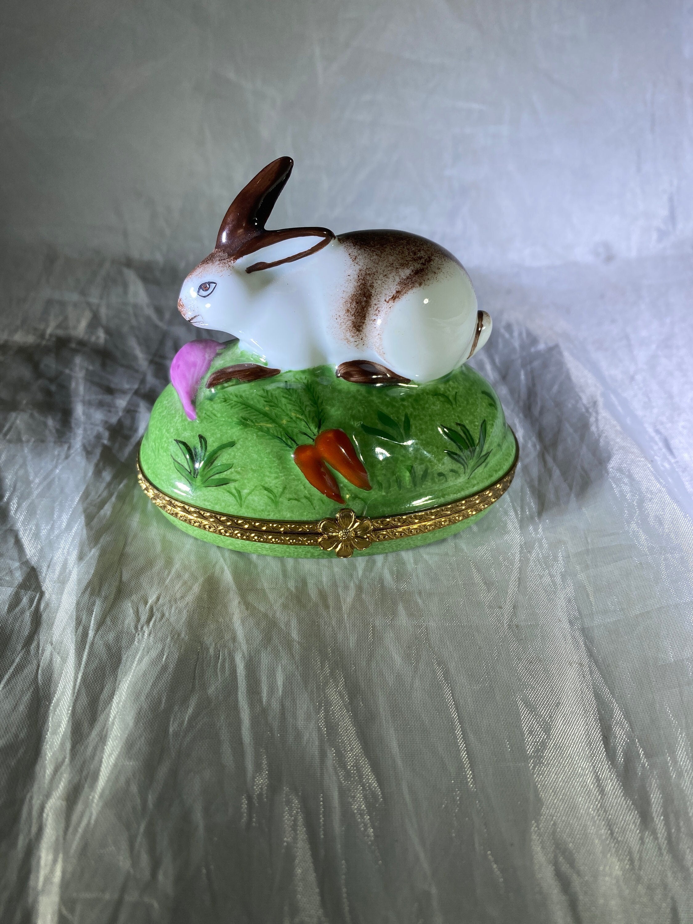 Limoges Rabbit Trinket Box Etsy