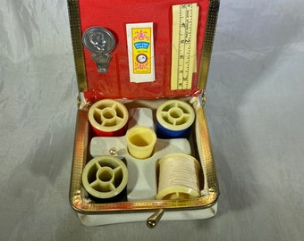 Vintage Sewing Kit w/Embroidered Case