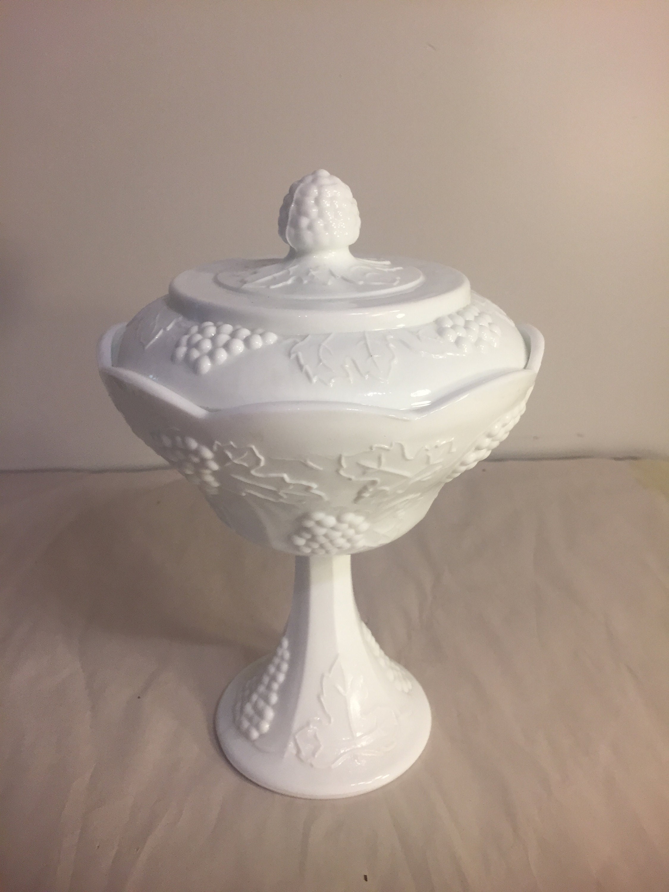Milk Glass Pedestal Candy Dish Etsy