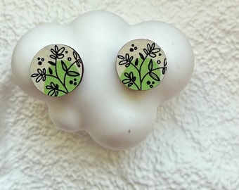Boucles d'oreilles puces en bois