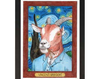 Vincent Van Goat / Vincent Van Gogh / Zooseum Art Print