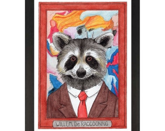 Willem De Raccooning / Willem De Kooning / Zooseum Art Print
