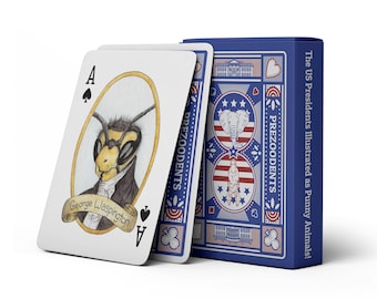 Animal Pun Playing Cards Deck / PreZOOdents / United States Presidents as Funny Animal Puns
