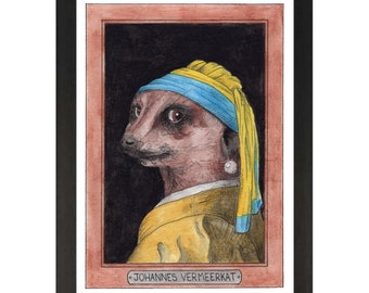 Johannes Vermeerkat / Johannes Vermeer / Zooseum Art Print