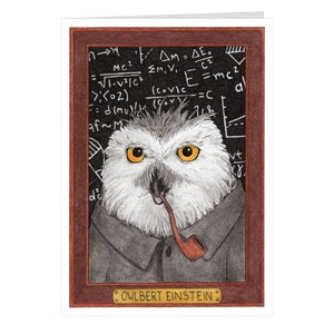 Owlbert Einstein Greeting Card - Wild Idols - Albert Einstein