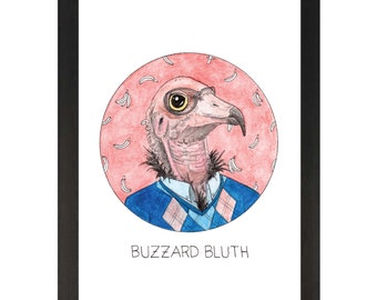 PETFLIX Series / Arrested Development / Buzzard Bluth / Animal Pun TV Character Illustration / High-Quality Print