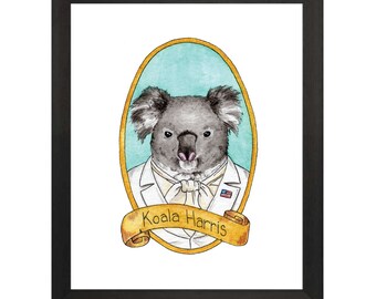 Koala Harris / Animal Pun Illustration / Watercolor & Ink / PreZOOdents / Kamala Harris