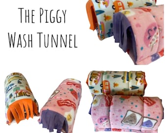 Piggy Wash Tunnel - Absorbent Bottom & Fun Fringe Creates a Cozy Hiding Spot
