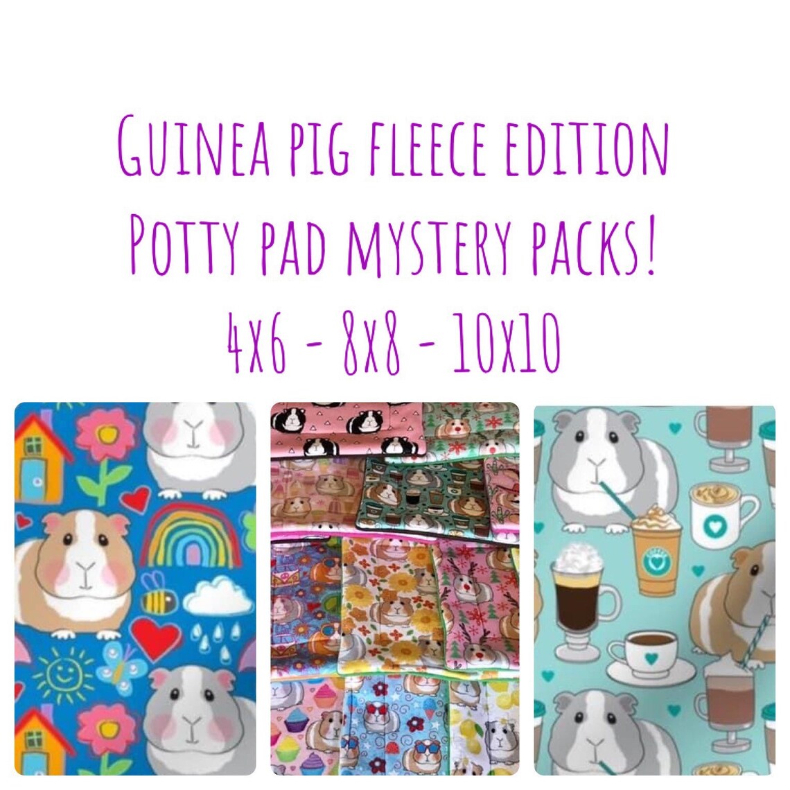 Pee Pad Mystery Pack Guinea Pig Fleece 10x10 Pee Pad 8x8 Etsy