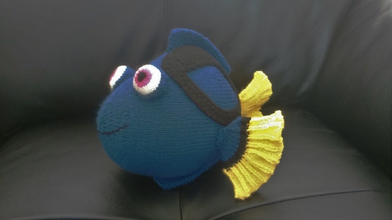 PDF Knitting Pattern Dory Blue Tang Fish Finding Nemo Finding Dory Sea Life Worked Flat Knitted Flat Seamed and Stuffed image 3