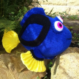 PDF Knitting Pattern Dory Blue Tang Fish Finding Nemo Finding Dory Sea Life Worked Flat Knitted Flat Seamed and Stuffed image 1