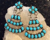 Zuni Native American Indian Jewelry Sterling Silver Sleeping Beauty Turquoise Earrings