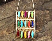 Native American Style Jewelry Sterling Silver Multiple Gemstone Needlepoint Inlay Vintage Signed Pendant