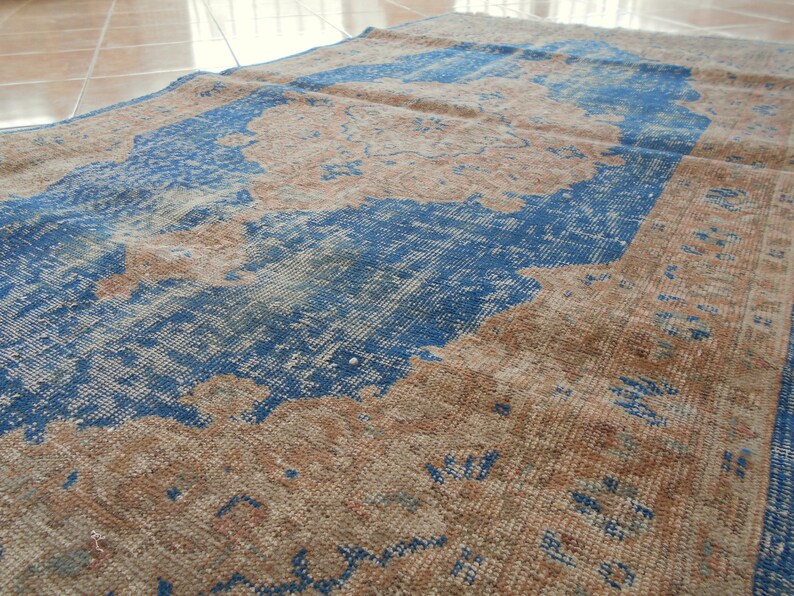Blue Color Vintage RugOriental RugOushak RugTurkish Etsy