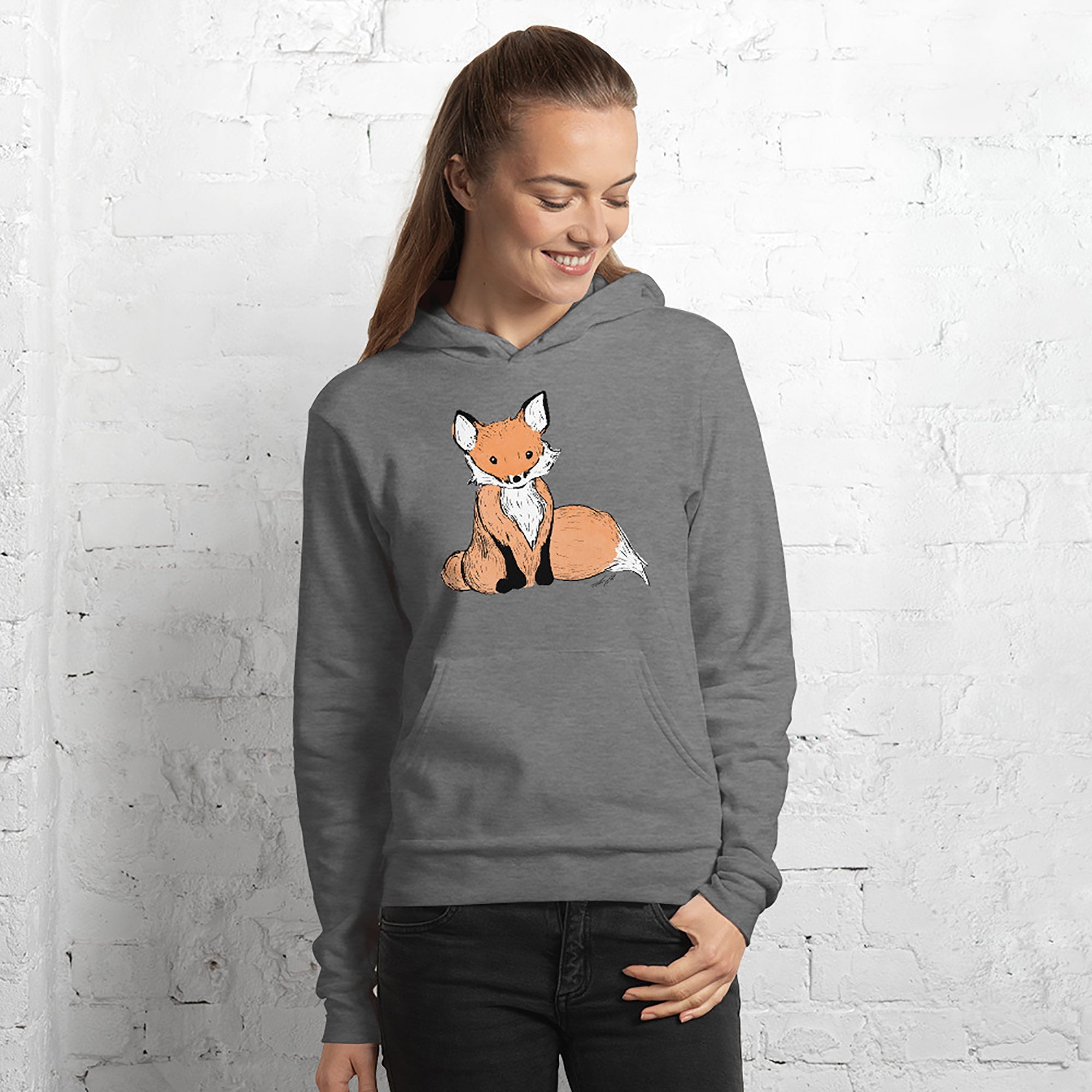 Fox Hoodie Hand Drawn Fox Sweater