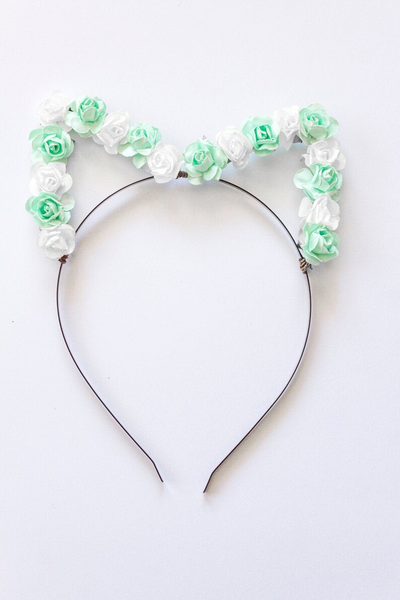 Floral Cat Ear Headband Floral Cat Ears Cat Ears Kitty Ear Etsy Sweden