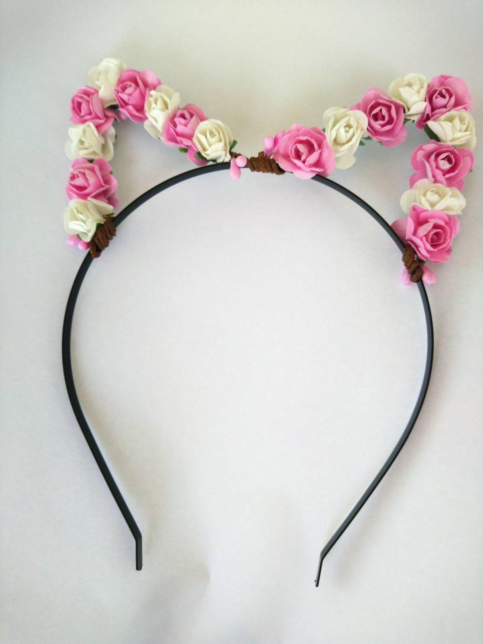 Floral Cat Ear Headband Floral Cat Ears Cat Ears Kitty Ear Etsy