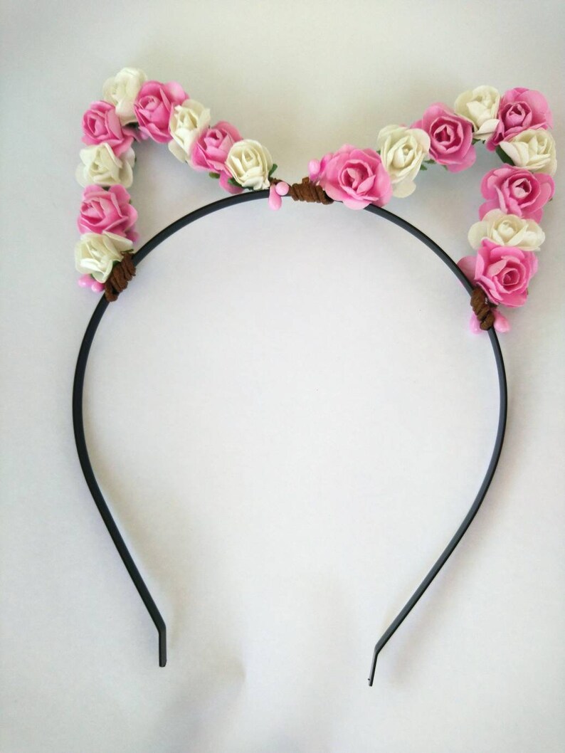 Floral Cat Ear Headband Floral Cat Ears Cat Ears Kitty Ear Etsy Sweden