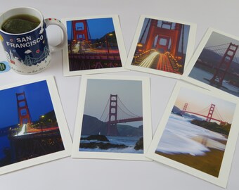 6 Golden Gate Bridge San Francisco Photo Greeting Cards, Set of 6, Blank Folded 5X7 Cards, All Occasion Cards, Blank Note Cards, Gift