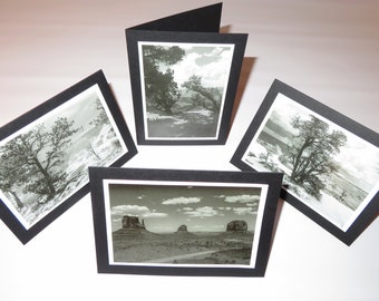 Landscape Photo Greeting Cards, Black note cards, Landscape Cards, Black & White Landscape Photography, Set of 4 Cards, Original Gift