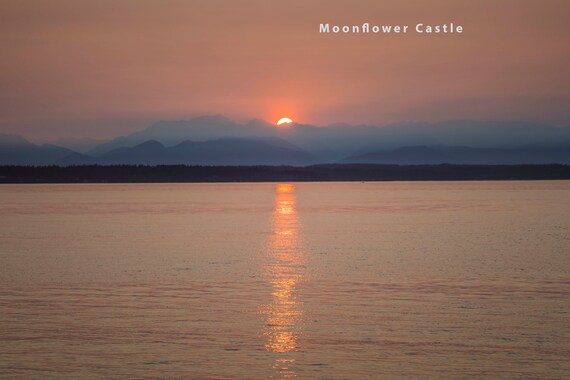 Sunset From Golden Gardens Seattle Photograph Washington Wall Etsy