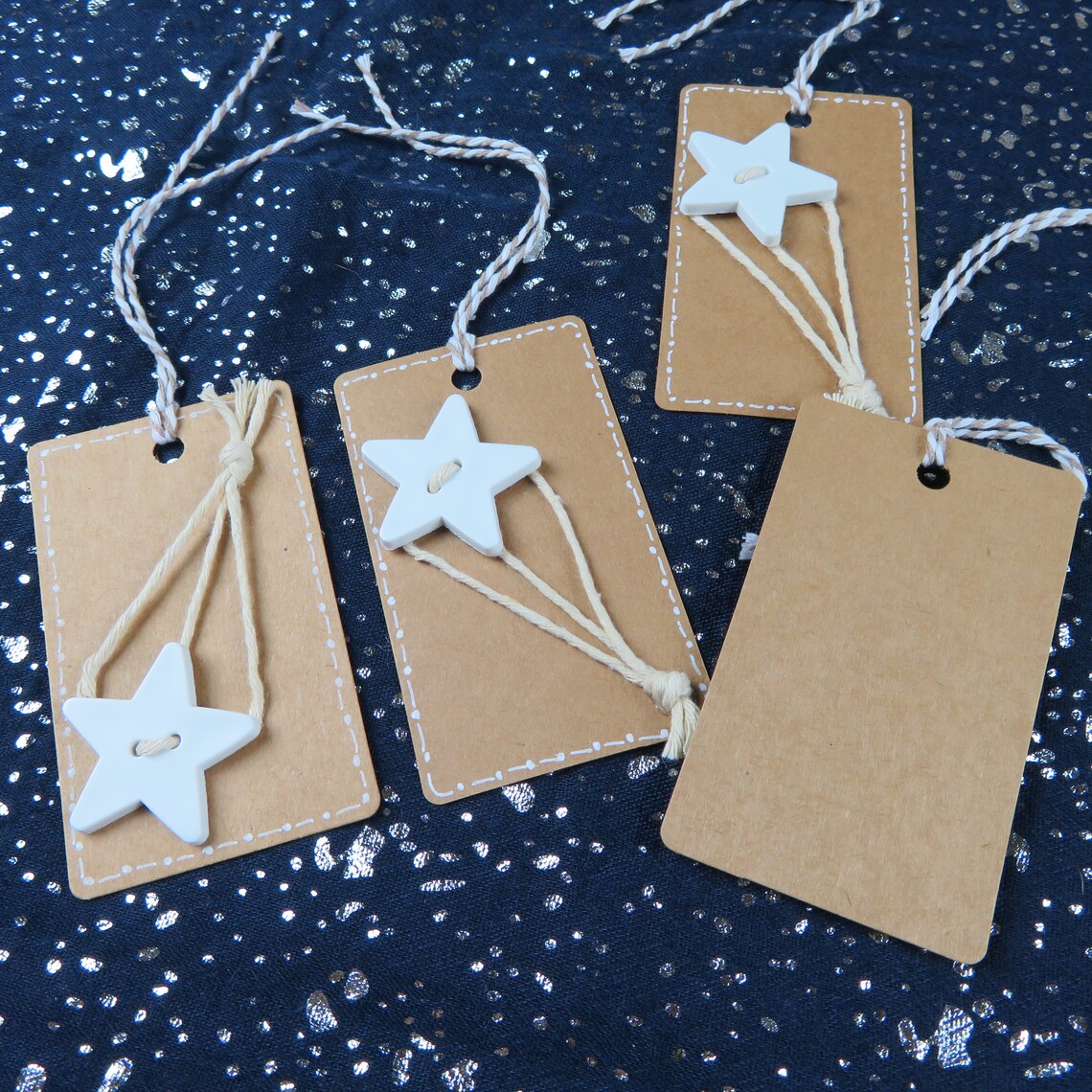 6 Shooting Star Gift Tags, Kraft Hang Tags, Christmas Gift Tags, Holiday Gift Tags, All Occasion