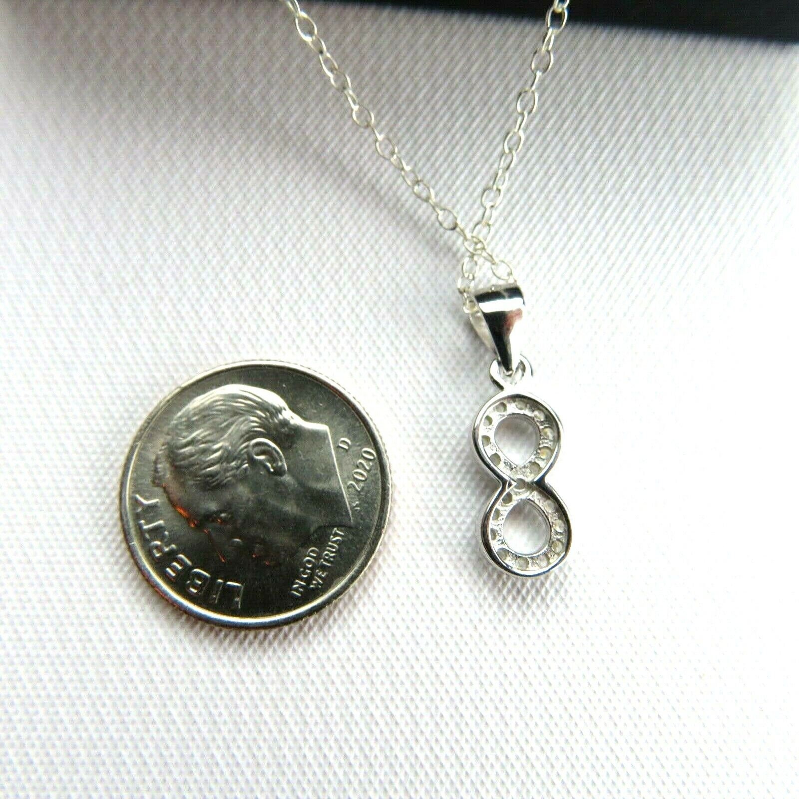 Infinity Stone Sterling Silver Zirconia Infinity Necklace, Silver Infinity