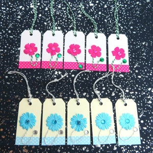 10 flower Gift Tags, hang tags, floral Gift Tags, sunflowers Gift Tags, All Occasion Embellished Tags, Set of 10