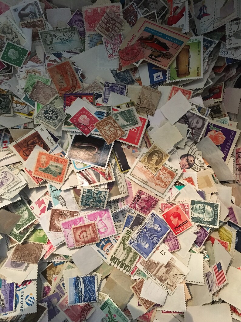 World Stamps 10000 Off Paper Kiloware Etsy