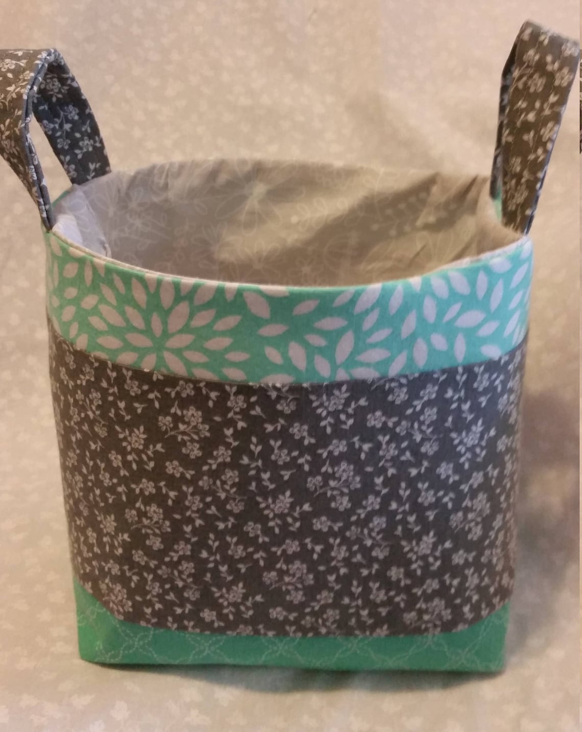 Gray fabric basket Etsy