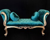 SOLD French Louis XV style Settee with tufted velve