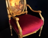 SOLD Hand painted Louis XV style accent chair in gold leaf
